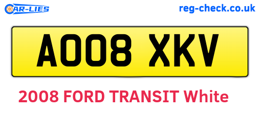 AO08XKV are the vehicle registration plates.