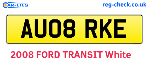AU08RKE are the vehicle registration plates.