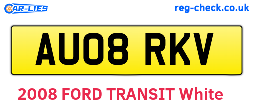 AU08RKV are the vehicle registration plates.
