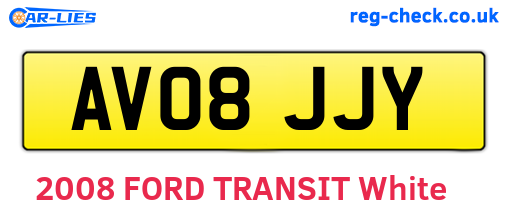 AV08JJY are the vehicle registration plates.