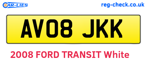 AV08JKK are the vehicle registration plates.