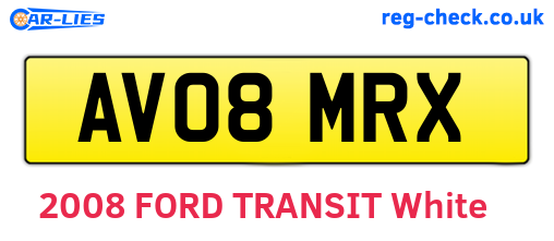AV08MRX are the vehicle registration plates.