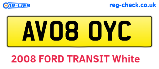AV08OYC are the vehicle registration plates.