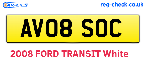 AV08SOC are the vehicle registration plates.