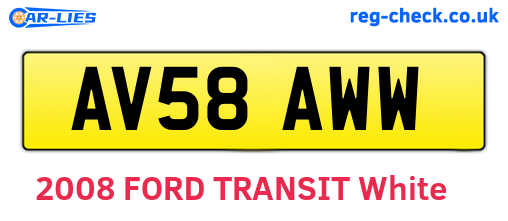 AV58AWW are the vehicle registration plates.