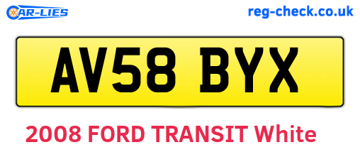 AV58BYX are the vehicle registration plates.