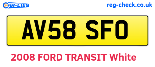 AV58SFO are the vehicle registration plates.