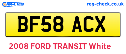 BF58ACX are the vehicle registration plates.