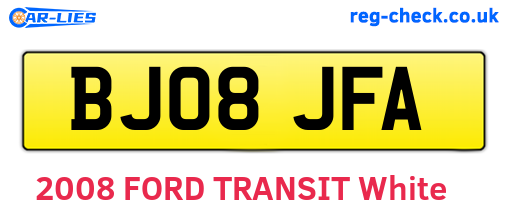 BJ08JFA are the vehicle registration plates.