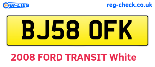 BJ58OFK are the vehicle registration plates.