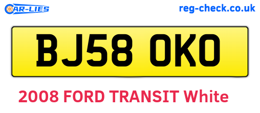 BJ58OKO are the vehicle registration plates.