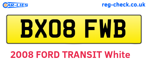 BX08FWB are the vehicle registration plates.