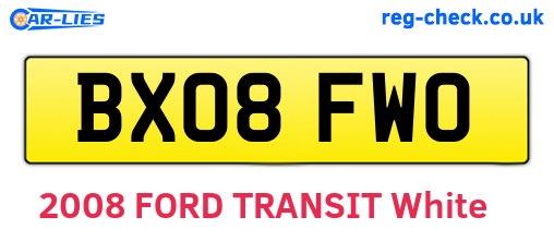BX08FWO are the vehicle registration plates.