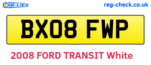 BX08FWP are the vehicle registration plates.