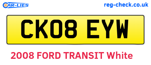 CK08EYW are the vehicle registration plates.