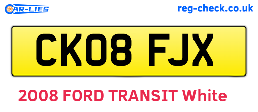 CK08FJX are the vehicle registration plates.