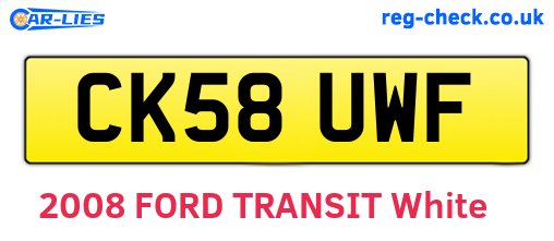 CK58UWF are the vehicle registration plates.