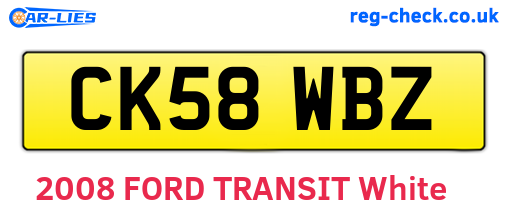 CK58WBZ are the vehicle registration plates.
