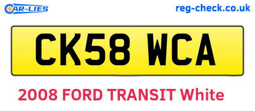 CK58WCA are the vehicle registration plates.