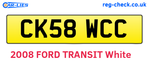 CK58WCC are the vehicle registration plates.