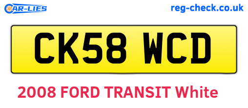 CK58WCD are the vehicle registration plates.