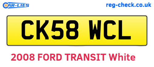 CK58WCL are the vehicle registration plates.