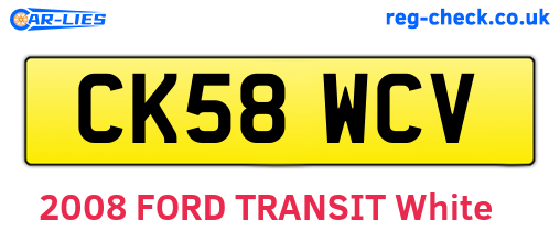CK58WCV are the vehicle registration plates.