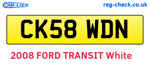 CK58WDN are the vehicle registration plates.