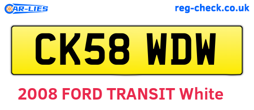 CK58WDW are the vehicle registration plates.