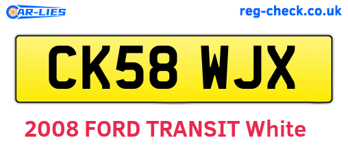CK58WJX are the vehicle registration plates.