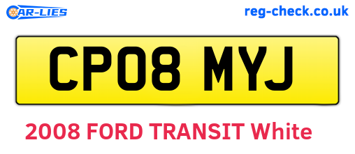 CP08MYJ are the vehicle registration plates.