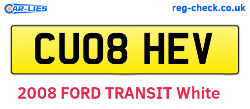 CU08HEV are the vehicle registration plates.