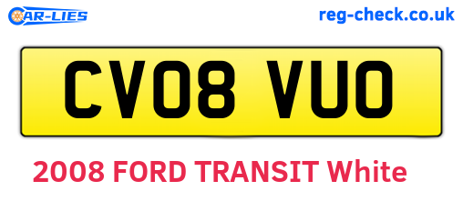 CV08VUO are the vehicle registration plates.