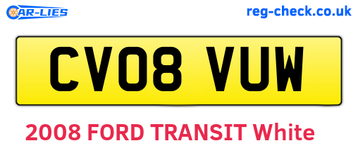 CV08VUW are the vehicle registration plates.