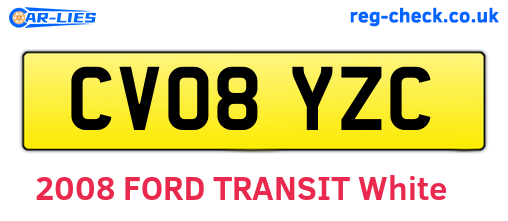 CV08YZC are the vehicle registration plates.