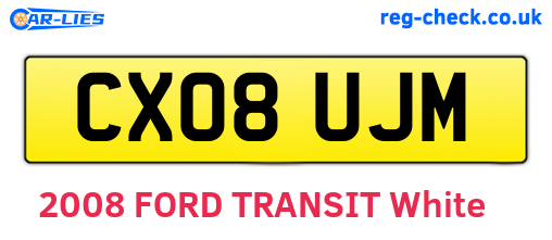 CX08UJM are the vehicle registration plates.