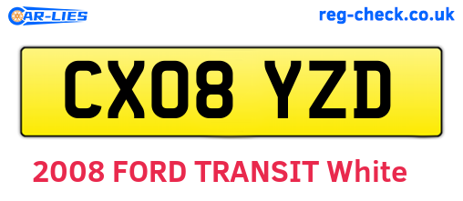 CX08YZD are the vehicle registration plates.