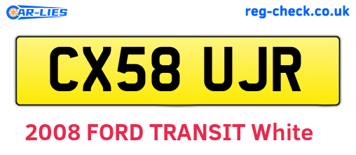 CX58UJR are the vehicle registration plates.