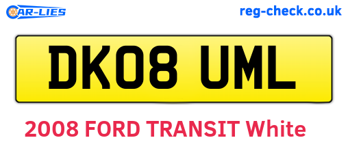 DK08UML are the vehicle registration plates.