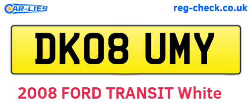 DK08UMY are the vehicle registration plates.