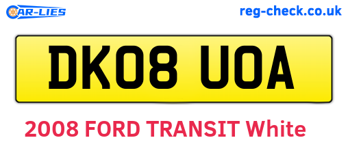 DK08UOA are the vehicle registration plates.