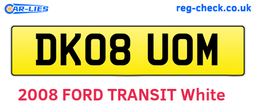 DK08UOM are the vehicle registration plates.
