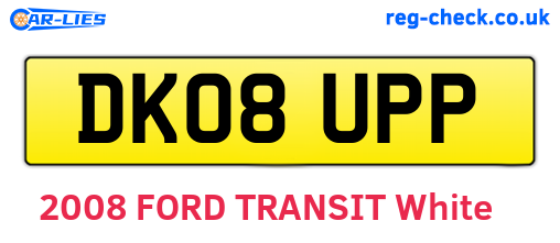 DK08UPP are the vehicle registration plates.