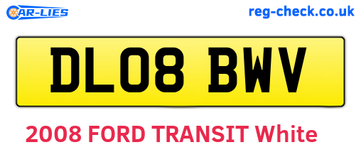 DL08BWV are the vehicle registration plates.