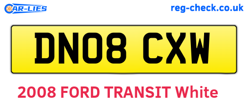 DN08CXW are the vehicle registration plates.