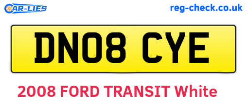 DN08CYE are the vehicle registration plates.