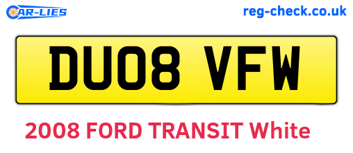 DU08VFW are the vehicle registration plates.