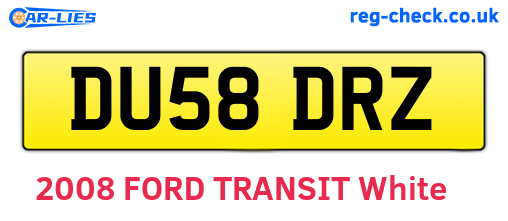 DU58DRZ are the vehicle registration plates.