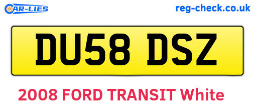 DU58DSZ are the vehicle registration plates.