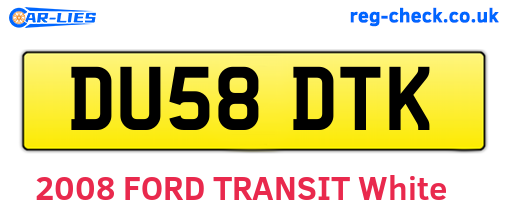 DU58DTK are the vehicle registration plates.